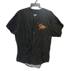 Vintage Chalkline Baltimore Orioles Baseball Jersey Black Pinstripe XL USA-Made